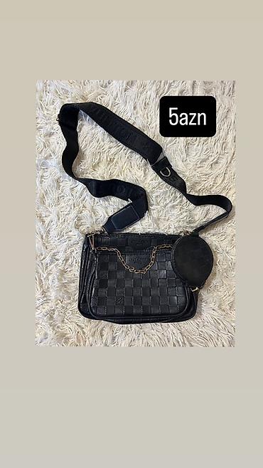 Zərgərlik əşyaları: Qara rəngli çiyin/çarpaz çanta seti - Material: süni dəri - Naqış — 1