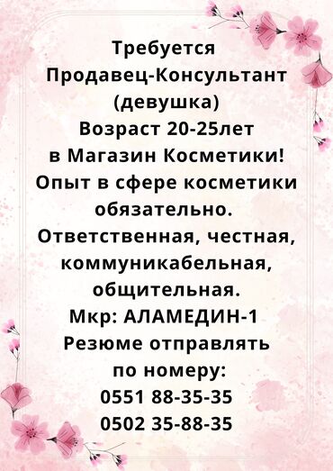 футболка спорт: Продавец-консультант. Аламедин-1 мкр