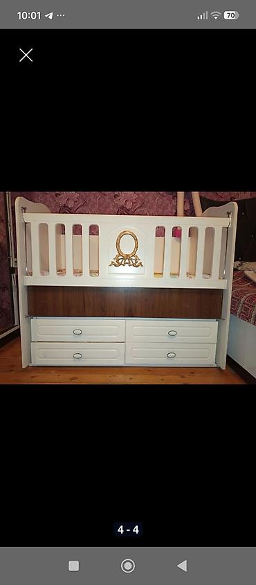 uşaqlar ucun lovhə: Uşaq beşiyi – “Baby Mood” model - Rəng: ağ, qızılı dekor elementlə — 2