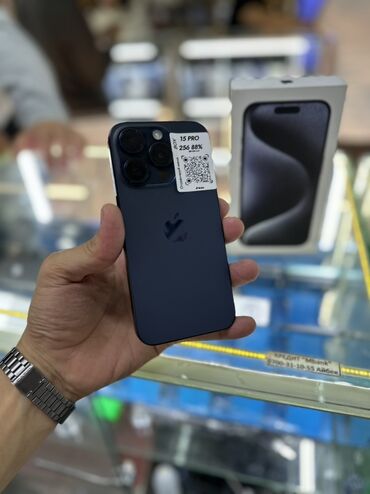 iphone ноутбук: IPhone 15 Pro, Б/у, 256 ГБ, Blue Titanium, Коробка, 88 %