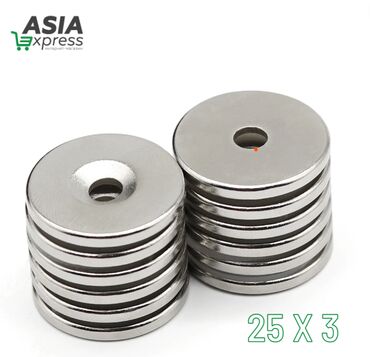 шредеры 25 компактные: Сильный неодимовый магнит с зенковкой N35, 25 х 3 мм, Круглый