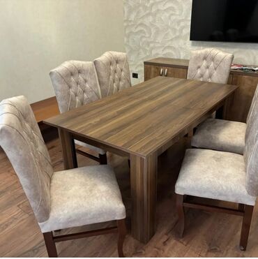 Sifarişlə masa və oturacaq dəstləri: Dördbucaq masa, Qonaq otağı üçün, 6 nəfər, Açılmayan, Azərbaycan — 3