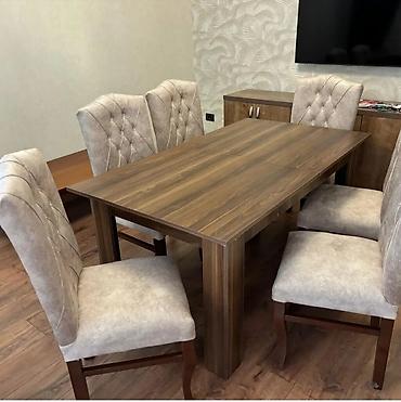 mdf panel: Mətbəx üçün, Yeni, Açılmayan, Dördbucaq masa, 6 stul — 1