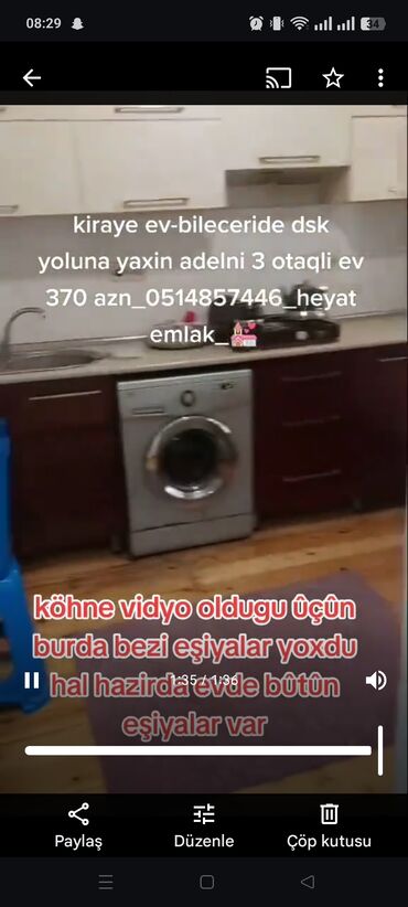 bilgəh kirayə evlər: 100 kv. m, 3 otaqlı, Kombi, Qaz, İşıq