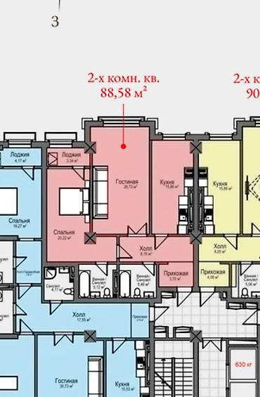 Батирлер: 2 бөлмө, 88 м², Элитка, 2 кабат — 4