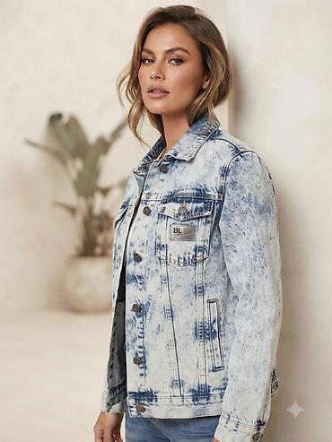 Ženska teksas jakna – acid wash - Klasican kroj sa kragnom i ravnim