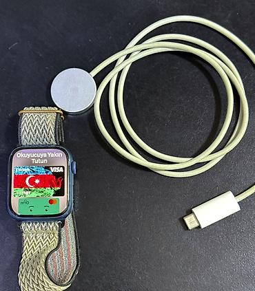 sazz problem: Apple Watch Series 7. 44mm mavi alüminium korpus, toxumalı elastik — 5