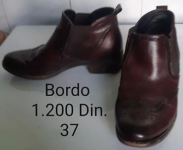 Bordo ženske gležnjače, broj 37. - Materijal: koža (sjajna završnica)