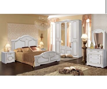 Спальные гарнитуры: Спальный гарнитур, Двуспальная кровать, цвет - Белый, Новый