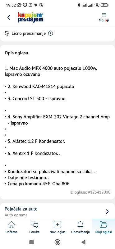 skuteri novi sad: Set auto audio opreme – pojačala i kondenzatori: 1) Mac Audio MPX — 2