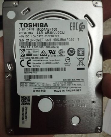 hard disk qiymətləri: Satılır Toshiba MQ04ABF100 sərt diski – 1TB yaddaş tutumu ilə. 📌 Əsas