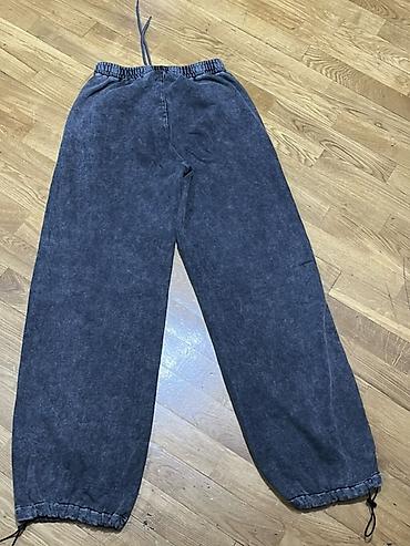 jogger şalvar: Unisex tərzli idman şalvarı - Rəng: Tünd boz/acid wash effektli - — 2