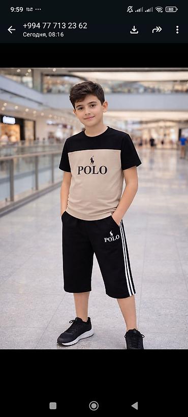 Kişi geyimləri: Uşaq idman dəsti – Polo loqolu - İki hissədən ibarət: qısaqol köynək — 1