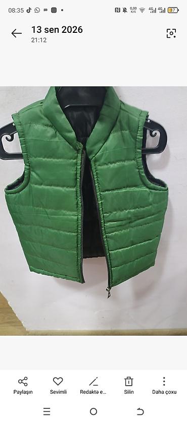 uşaq xəz jiletkaları: Uşaq üçün yüngül şişmə jilet - Rəng: yaşıl - Model: qolsuz, düzbucaq — 4