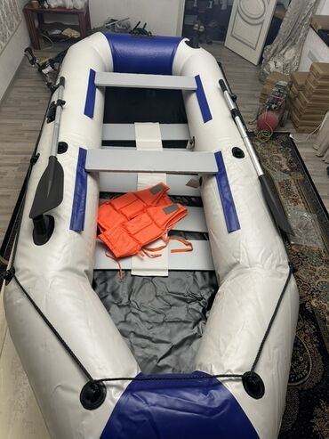водная помпа: Надувная лодка Solar Marine белого и синего цветов. В комплекте идут