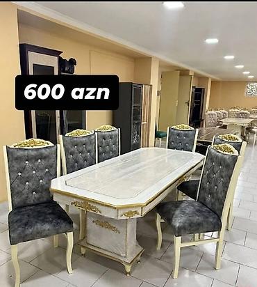 masa desti: Qonaq otağı üçün, Yeni, Dördbucaq masa, 6 stul — 1