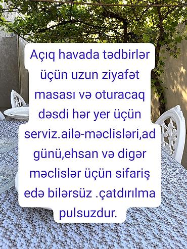 sisme cadirlar: Açıq havada tədbirlər üçün uzun ziyafət masası və oturacaq dəsti — 1