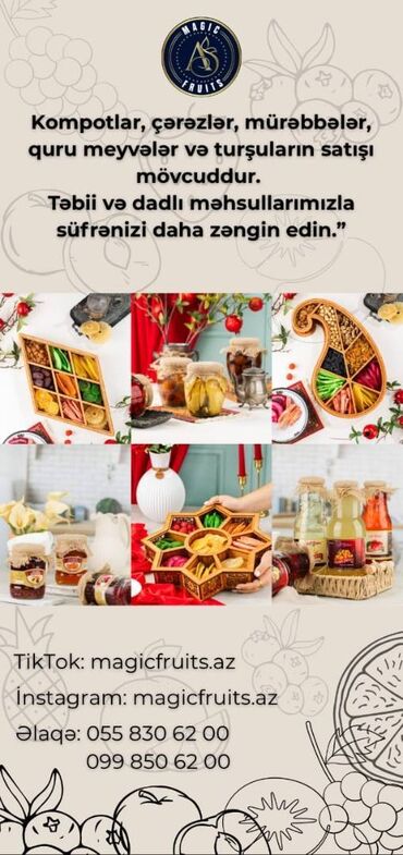 Кондитерские изделия, сладости: "Salam, sizə “Magic fruits” şirkətinin təbii və faydalı məhsulları