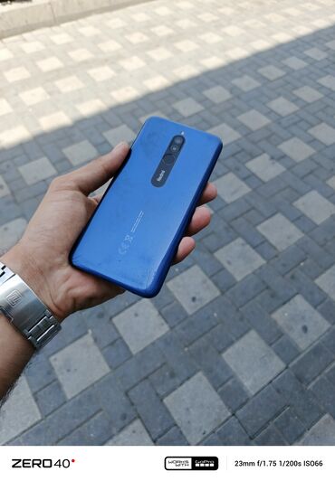 islenmis telfonlar: Redmi 8, 64 GB, rəng - Mavi, Düyməli, Barmaq izi, Face ID