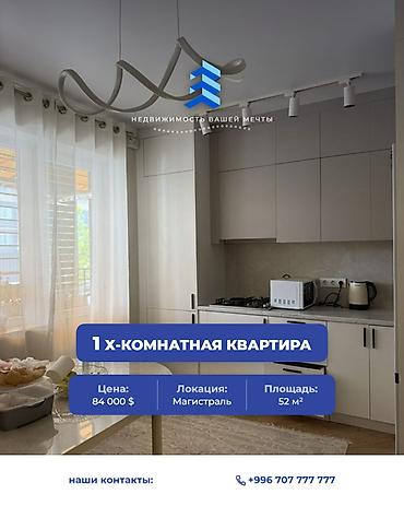 1 комната, 52 м², Ала-Арча ТРЦ Элитка, 1 этаж, Евроремонт