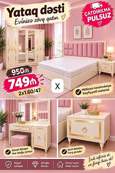 Yataq dəsti – Evinizə zövq qatın Dəstin tərkibi: - 2x1.60/47 ölçülü lalafo.az -da Yataq dəsti – Evinizə zövq qatın Dəstin tərkibi: - 2x1.60/47 ölçülü