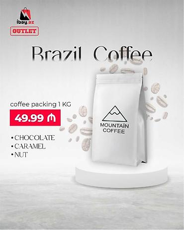 Чай, кофе, напитки: Brazil Coffee – Mountain Coffee - Qablaşdırma: 1 kq - Dad notları — 1