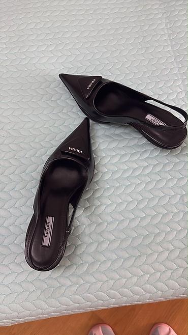 ysl tufli: Prada qadın ayaqqabısı – qara rəng, slingback model - Kəskin burun — 1