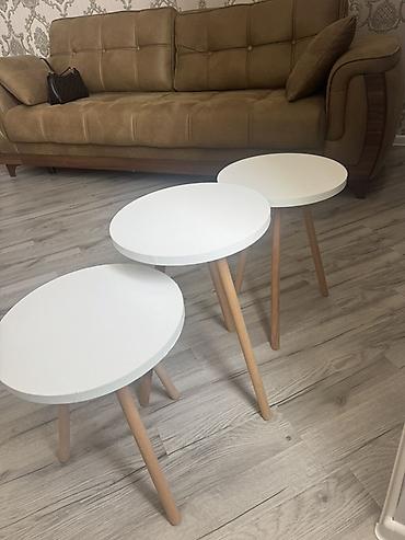 hesir stul: 3-lü dairəvi köməkçi masa dəsti - Minimalist skandinaviya tərzi - Üst — 4