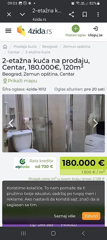 Kuće na prodaju: Dvoetažna kuća, 120 m², Beograd – Zemun, Centar - Raspored: dve etaže — 7