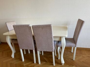masa və stul: Qonaq otağı üçün, 6 stul