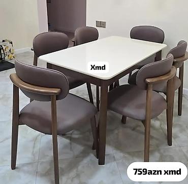Yemək masası və 6 ədəd stul dəsti - Dəst: 1 masa + 6 stul - Masa