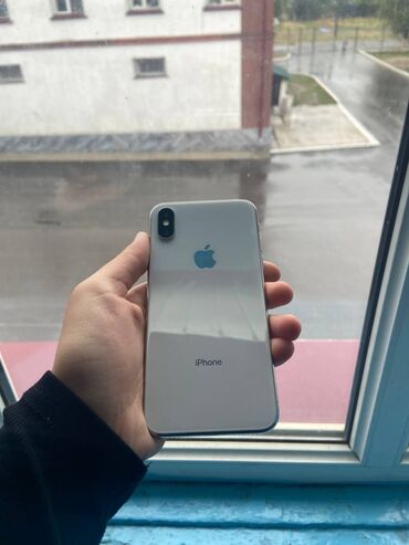 Apple iPhone: IPhone X, Колдонулган, 64 ГБ, Ак, Каптама, 82 %