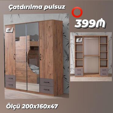 шкаф для прихожей: Yeni, Açılan, 4 qapılı Qarderob, paltar dolabı