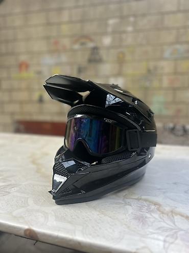 Motokros/Tur enduro tipli tam üzlü dəbilqə və eynək seti - Rəng