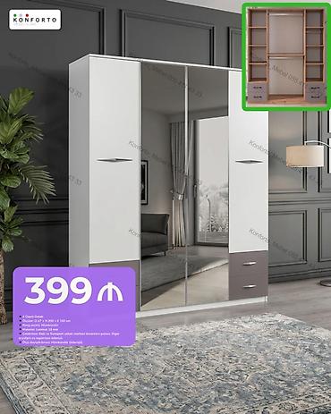 4 qapılı güzgülü şkaf - Ölçülər: dərinlik 47 sm × en 200 sm ×
