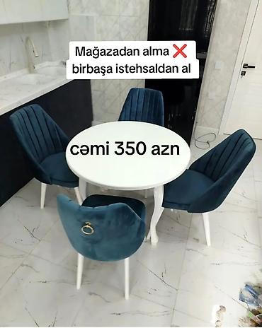 mdf panel: Mətbəx üçün, Yeni, Açılmayan, Yumru masa, 4 stul — 1