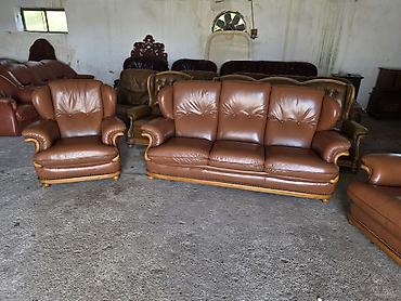 Stilske garniture: Kožna garnitura za dnevni boravak – set 1 - Sastav: trosed sa tri — 12