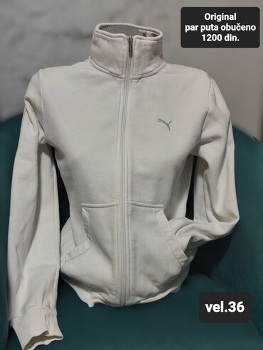 Dukserice: Puma, S (EU 36), Jednobojni, bоја - Bela