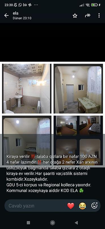gence emlak ev: Kirayə mənzil – Azərtifaq, 5/4 mərtəbə, 3 otaqlı Qiymət: 400 AZN — 7