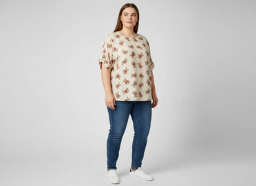 bluzki z misiem z cyrkoniami: Women's blouse, size 6XL