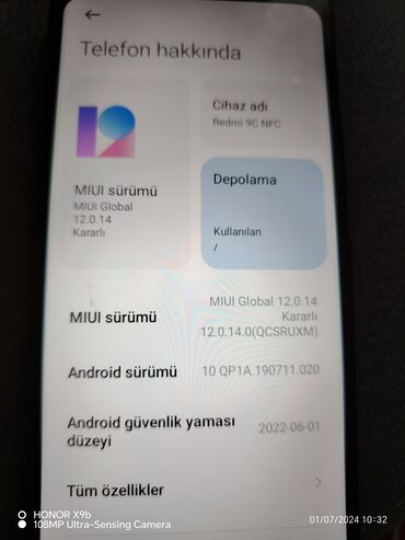 ikinci el telfonlar: Xiaomi Redmi 9C, 64 ГБ, цвет - Синий, 
 Сенсорный, Отпечаток пальца, Две SIM карты