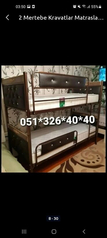 İkimərtəbəli uşaq çarpayıları: Oğlan və qız üçün, Yeni, Çarpayı, Matras ilə, Siyirməsiz, Taxta — 15