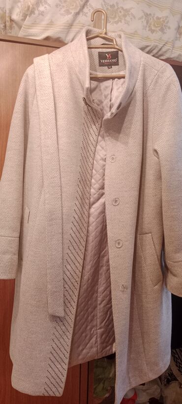 теплая верхняя одежда: Пальто, 2XL, цвет - Бежевый