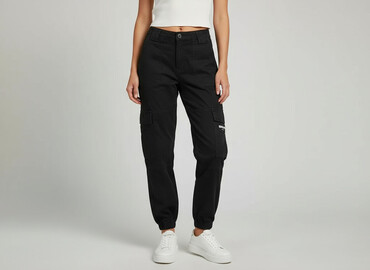 bershka spodnie brazowe: Bershka, Spodnie cargo damskie, rozmiar 2XS