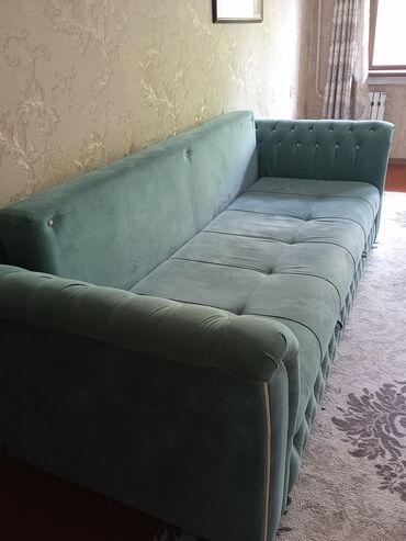 встроенная мебель диван: Диван-кровать, цвет - Зеленый, Б/у