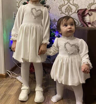 детский комплект шапка и шарф: 5-1 yaş qiz donlari . Biri 20 m . Hər birin bir dəfə geyiniblər