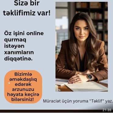 din vakansiya: Salam deyerli ve gozel xanimlar sizi evde oturarag hec evden cixmadan