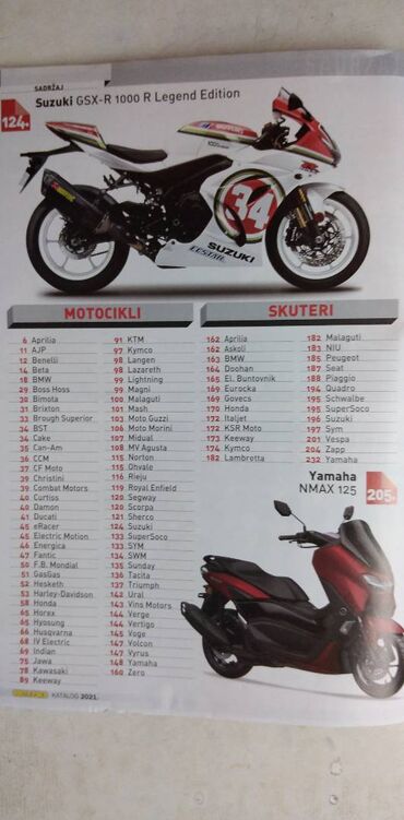 Knjige i stripovi: Katalog: motorcikala 2021. 260 str. sa osnovnim teh. podacima — 2