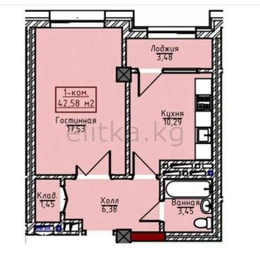срочная продажа квартир: 1 комната, 42 м², Элитка, 4 этаж, ПСО (под самоотделку)