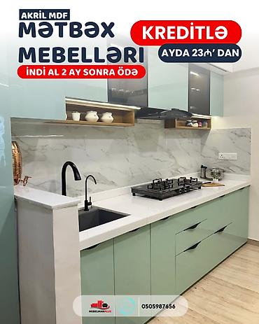 Sifarişlə mətbəx dəsti, Özü çəkən petlələr, Sadə laminat, Kredit var, Pulsuz çatdırılma lalafo.az -da Sifarişlə mətbəx dəsti, Özü çəkən petlələr, Sadə laminat, Kredit var, Pulsuz çatdırılma